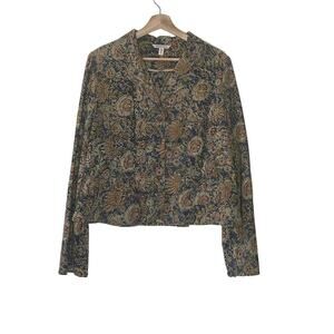 Polo Jeans Company Blue Floral‎ Print 100% Cotton Unlined Jacket Size XL